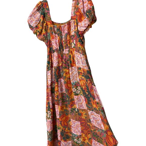 Banjanan Dragon Maxi Dress S/M Patchwork Floral Colorful 100% Cotton Boho India - Picture 7 of 14